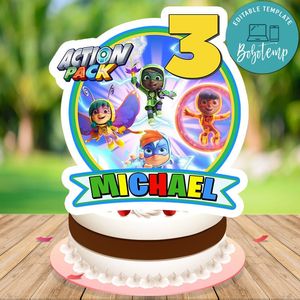 Action Pack Birthday Cake Topper Template Printable Instant Download