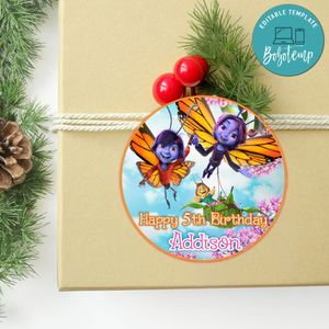 Butterfly Tale Circle Sticker Template Customizable To Print At Home Instant Download