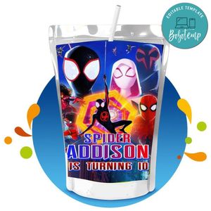 Spiderman Across SpiderVerse Capri Sun Birthday Labels Digital File Printable Instant Download
