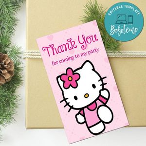 Hello Kitty Thank You Tag Customizable Template To Print At Home Instant Download