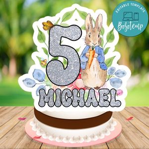 Peter rabbit Cake Topper Template Printable Instant Download