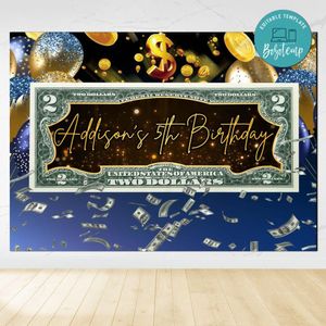 $2 bill Birthday Backdrop Digital File Template Instant Download