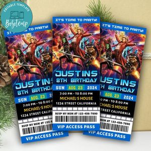 Amazing Guardians Of The Galaxy Ticket Invitation Customizable Template Instant Download