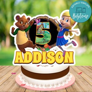 Goldie and Bear Birthday Cake Topper Template Printable Instant Download