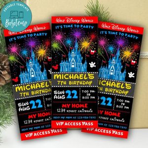 Disney world Ticket Invitation Customizable Template Instant Download