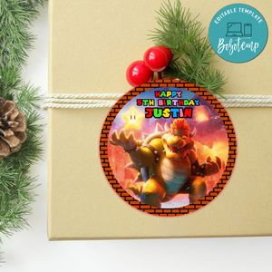 Bowser Circle Sticker Template Customizable To Print At Home Instant Download
