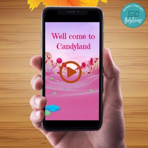 Candyland Birthday Video Invitation Digital Template Customizable Instant Download