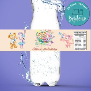 Duffy And Friends Birthday Water Bottle Label Template To Print At Home Instant Download