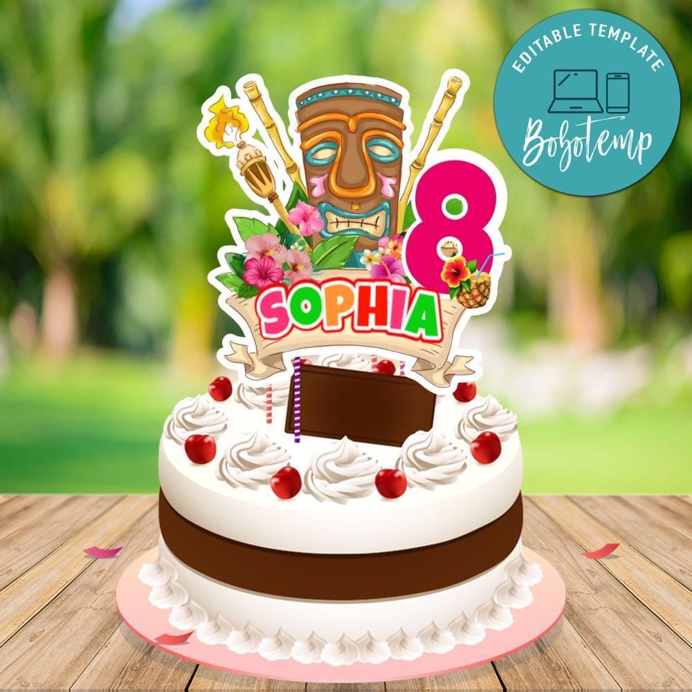 Tiki Cake Topper Template Printable Instant Download