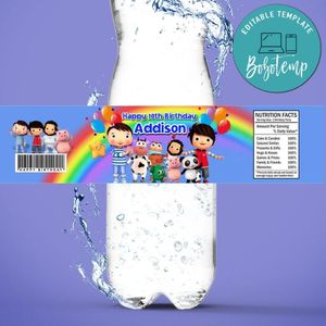 Little Baby Bum Birthday Water Bottle Label Template to Print at Home Instant Download