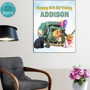 Trash Truck Birthday Poster Digital File Printable Instant Download