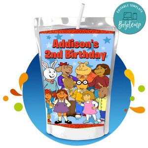 Arthur Capri Sun Birthday Label Digital File Printable Instant Download