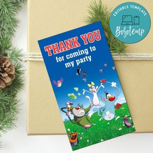 Oggy Thank You Tag Customizable Template To Print At Home Instant Download