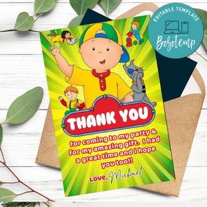 Caillou Thank You Card Customizable Template To Print At Home Instant Download