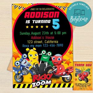 Ricky Zoom Invitation Template Free Thank You Card Printable