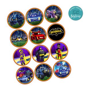 Batwheels Cupcake Toppers Template Printable Instant Download