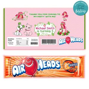 Strawberry Shortcake Airhead Candy Wrapper Template Printable Instant Download