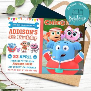 Chico bon bon Birthday Flyer Customizable Template to Print at Home Instant Download