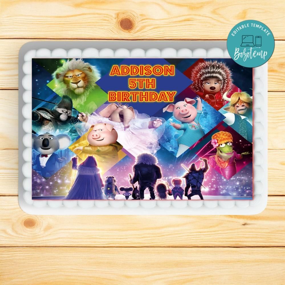 Sing 2 Sheet Cake Template Printable Instant Download