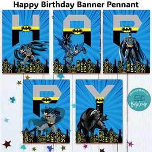 Batman Banner Pennant Digital File Template Instant Download