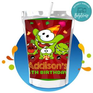 Om nom Capri Sun Birthday Labels Digital File Printable Instant Download