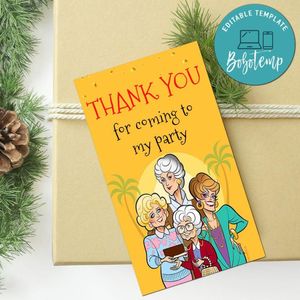 Golden Girls Thank You Tag Customizable Template To Print At Home Instant Download