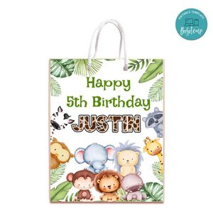 Jungle Safari Gift Bag Label Template Printable Instant Download