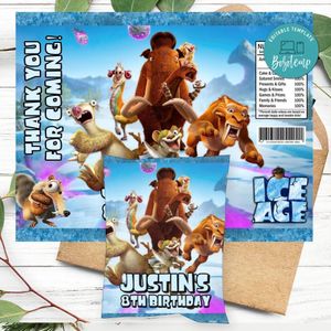 Ice Age Birthday Chip Bag Digital File Printable Instant Download