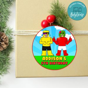 Sunny And Melon Circle Sticker Template Customizable To Print At Home Instant Download