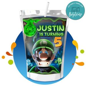 Luigi’s Mansion 3 Capri Sun Birthday Labels Digital File Printable Instant Download