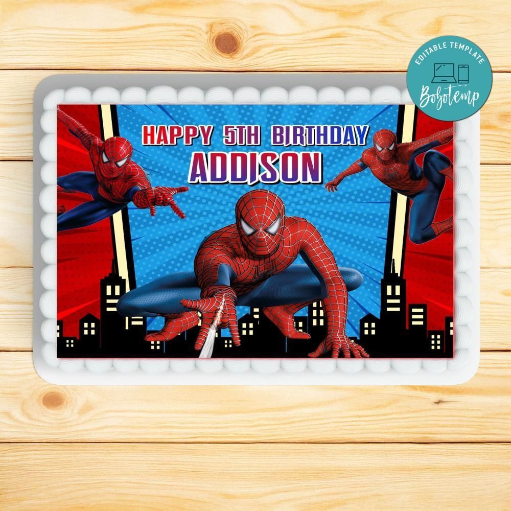 Spiderman Sheet Cake Template Printable Instant Download