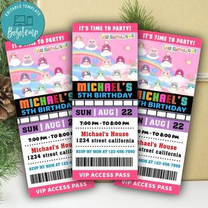 Squishmallow Ticket Invitation Customizable Template Instant Download
