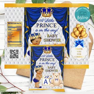 Little Prince Royal Birthday Party Chip Bag Digital File Printable Instant Download