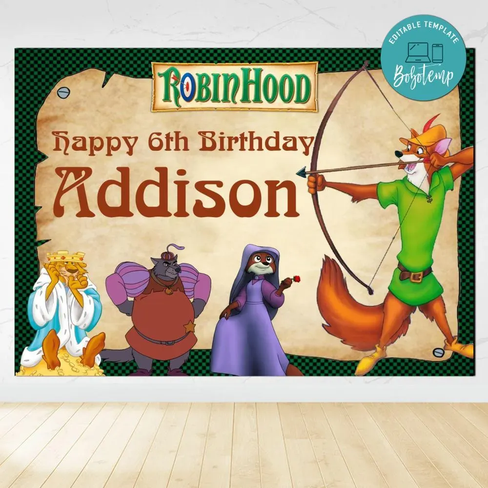 Robin hood Birthday Backdrop Digital File Template | Bobotemp