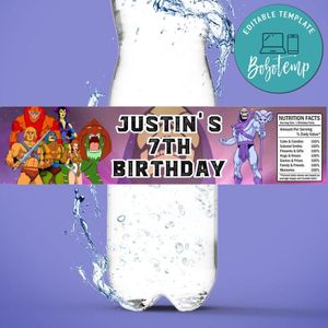 He-man Birthday Water Bottle Label Template to Print at Home Instant Download