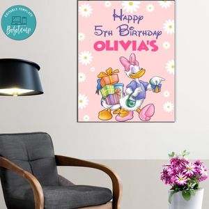 Daisy Duck Birthday Poster Digital File Printable Instant Download