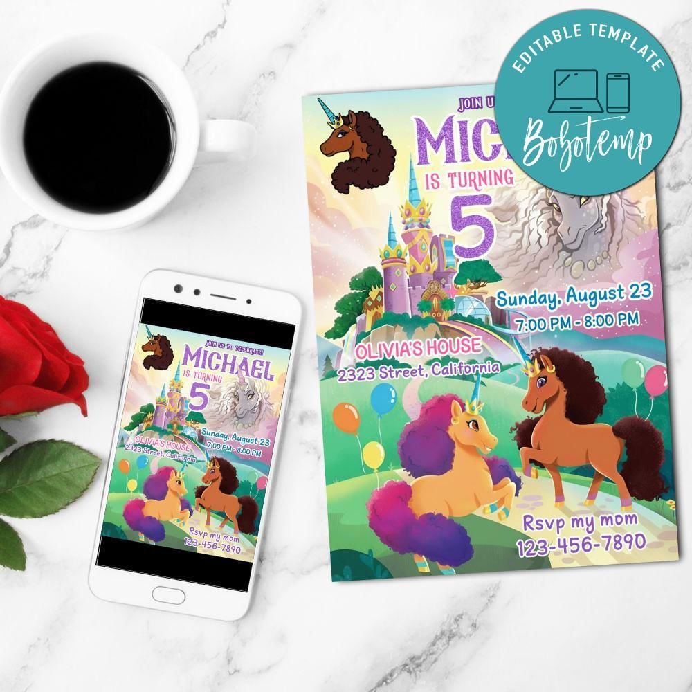 Land of Afronia Invitation Customizable Template to Print at Home Instant Download