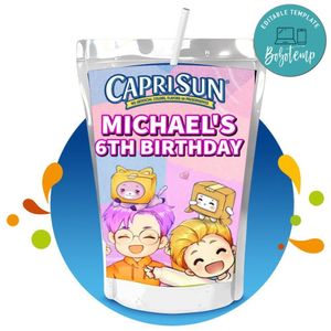 Lankybox Justin Adam Capri Sun Birthday Labels Digital File Printable Instant Download