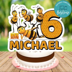 Bee movie Birthday Cake Topper Template Printable Instant Download