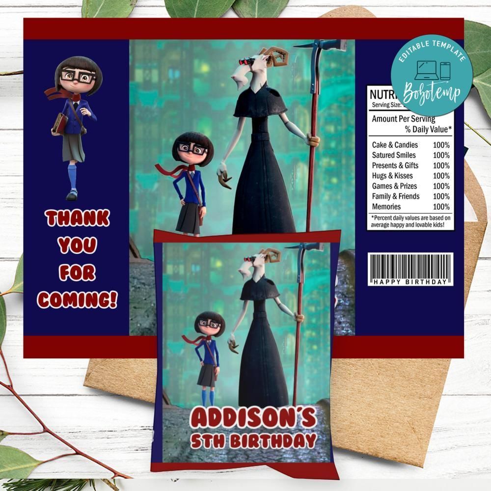 Dalia and the Red Book Birthday Chip Bag Label Customizable Instant Download