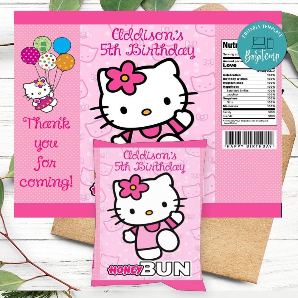 Hello Kitty Honeybun Snack Bag Digital File Printable Instant Download