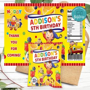 Noddy Birthday Party Fruit Snack Bag Digital File Printable Instant Download