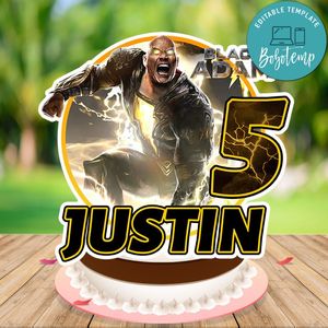 Black Adam Birthday Cake Topper Template Printable Instant Download