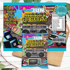 90's Birthday Honey Buns Snack Bag Label Customizable Instant Download