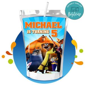 Paws of fury Capri Sun Birthday Labels Digital File Printable Instant Download