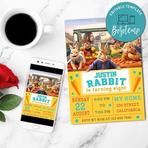 Peter Rabbit 2 Birthday Invitation Customizable Template to Print at Home Instant Download