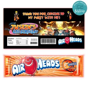 Naruto Shippuden Airhead Candy Wrapper Template Printable Instant Download