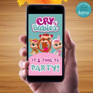 Cry Babies Birthday Video Invitation Digital Template Customizable Instant Download