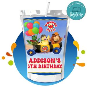 Wonder Pets Capri Sun Birthday Labels Digital File Printable Instant Download