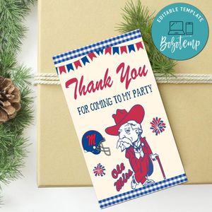 Ole Miss Thank You Tag Customizable Template To Print At Home Instant Download